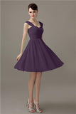 Simple A-line Knee-Length Chiffon Half-Back Bridesmaid Dresses