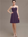 Sweetheart Pleats Chiffon Short Bridesmaid Dresses