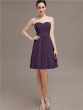 Sweetheart Pleats Chiffon Short Bridesmaid Dresses