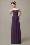 Sweetheart A-line Simple Chiffon Floor-Length Long Bridesmaid Dresses