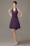 High-low Chiffon A-line Halter Short Bridesmaid Dresses