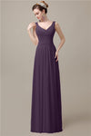 Spaghetti Strap A-line Simple Chiffon Floor-Length Long Bridesmaid Dresses