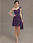 One Shoulder Chiffon Short Bridesmaid Dresses