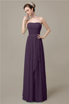 Simple A-line Chiffon Straight Floor-Length Long Bridesmaid Dresses