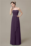 Simple A-line Chiffon Straight Floor-Length Long Bridesmaid Dresses