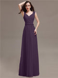 Honest A-line Chiffon Long Bridesmaid Dresses