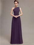 Simple One-shoulder Chiffon Long Bridesmaid Dresses