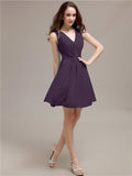 V-Neck Short A-Line Knee length Bridesmaid Dresses