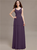 Chiffon Shoulder Strap A-line Floor-Length Bridesmaid Dresses