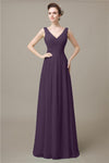 V-Neck Chiffon A-line Floor-Length Bridesmaid Dresses