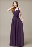 Pretty A-line Chiffon Hatler Floor-Length Bridesmaid Dresses