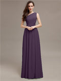 Simple One-Shoulder Sleeveless A-line Chiffon Bridesmaid Dresses