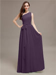 Beautiful A-line One-Shoulder Sleeveless Floor-Length Bridesmaid Dresses