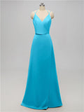 A-line V Neck Floor Length Bridesmaid Dresses