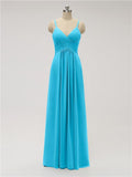 A-line Spaghetti Strap Chiffon Floor Length Bridesmaid Dresses