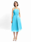 A-line Halter Sleeveless Pleats Short Bridesmaid Dresses