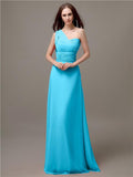 Unique One-shoulder Sleeveless A-line Floor-Length Bridesmaid Dresses