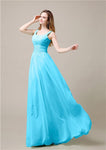 Shoulder Strap A-line Chiffon Elegant Floor-Length Bridesmaid Dresses