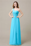 One-Shoulder A-line Sleeveless Floor-Length Bridesmaid Dresses