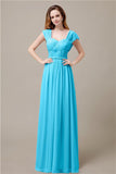 Cap Sleeves A-line Chiffon Floor-Length Bridesmaid Dresses