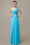 Simple A-line One-Shoulder Floor-Length Chiffon Bridesmaid Dresses