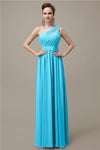 Charming One-shoulder A-line Chiffon Floor-Length Long Bridesmaid Dresses