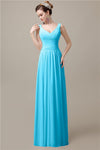 Spaghetti Strap A-line Simple Chiffon Floor-Length Long Bridesmaid Dresses