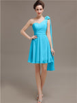 One Shoulder Chiffon Short Bridesmaid Dresses