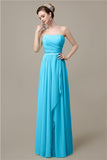 Simple A-line Chiffon Straight Floor-Length Long Bridesmaid Dresses