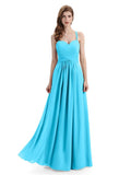 Elegant Spaghetti Strap Sweetheart Floor Length Bridesmaid Dresses