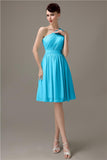 Simple A-line Chiffon One Shoulder Short Bridesmaid Dresses