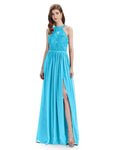 Beautiful Halter Chiffon A-line Sleeveless Floor-Length Bridesmaid Dresses