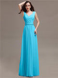 Honest A-line Chiffon Long Bridesmaid Dresses