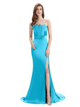 Elegant Strapless Split Side Floor-Length Bridesmaid Dresses