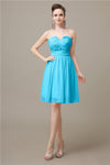 Simple Strapless Chiffon A-line Knee-Length Bridesmaid Dresses