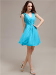 V-Neck Short A-Line Knee length Bridesmaid Dresses