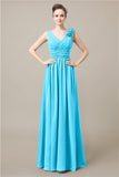 Elegant V-neck Flower A-line Floor-Length Bridesmaid Dresses