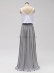 Two Pieces A-line Chiffon V-neck Sleeveless Bridesmaid Dresses, YKX019