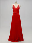 A-line V Neck Floor Length Bridesmaid Dresses