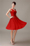 A-line Chiffon V-Neck Knee-Length Short Bridesmaid Dresses