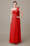 One Shoulder Chiffon A-line Floor-Length Bridesmaid Dresses