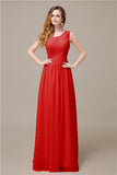 One-Shoulder A-line Chiffon Elegant Floor-Length Bridesmaid Dresses