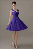 Simple A-line Knee-Length Chiffon Half-Back Bridesmaid Dresses