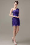 Charming Lace One-shoulder Short Bridesmaid Dresses