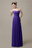 Sweetheart A-line Simple Chiffon Floor-Length Long Bridesmaid Dresses