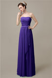 Simple A-line Chiffon Straight Floor-Length Long Bridesmaid Dresses