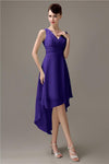 A-line Chiffon V-Neck High-Low Short Beach Bridesmaid Dresses