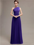 Simple One-shoulder Chiffon Long Bridesmaid Dresses