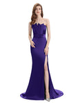 Elegant Strapless Split Side Floor-Length Bridesmaid Dresses