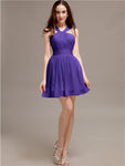 Chiffon A-line Halter Knee-Length Bridesmaid Dresses